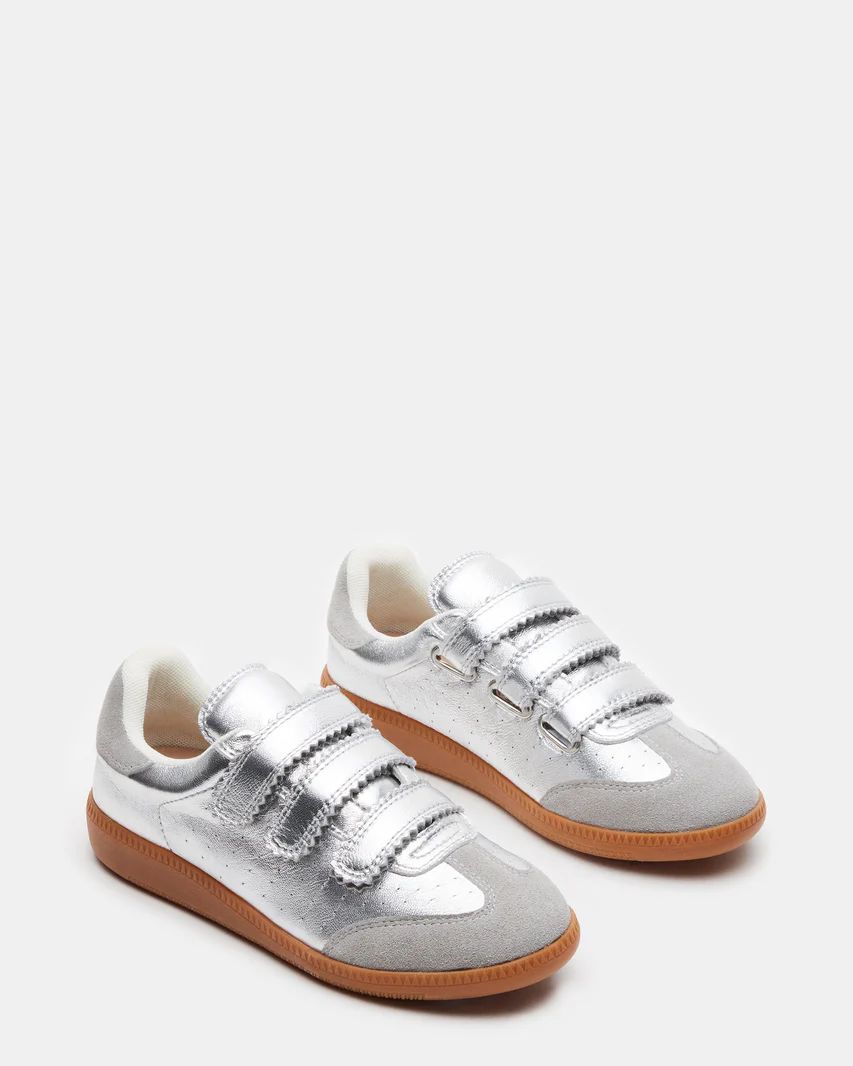 MOMENTUM Silver Velcro Low-Top Sneaker | Women's Sneakers | Steve Madden (US)