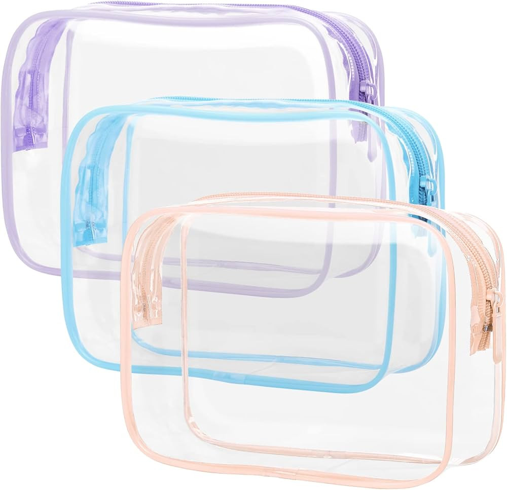 PACKISM TSA Approved Toiletry Bag 3 Medium - Quart Size Clear Makeup Bag for Carry On, Airport Se... | Amazon (US)
