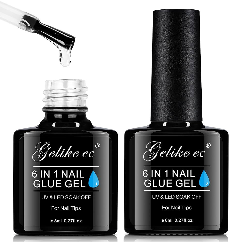 Nail Tips Gel Nail Glue: Geliek EC 2PCS 6 in 1 Adhesive Gel Nail Polish for Salon - Strong Nail G... | Amazon (US)