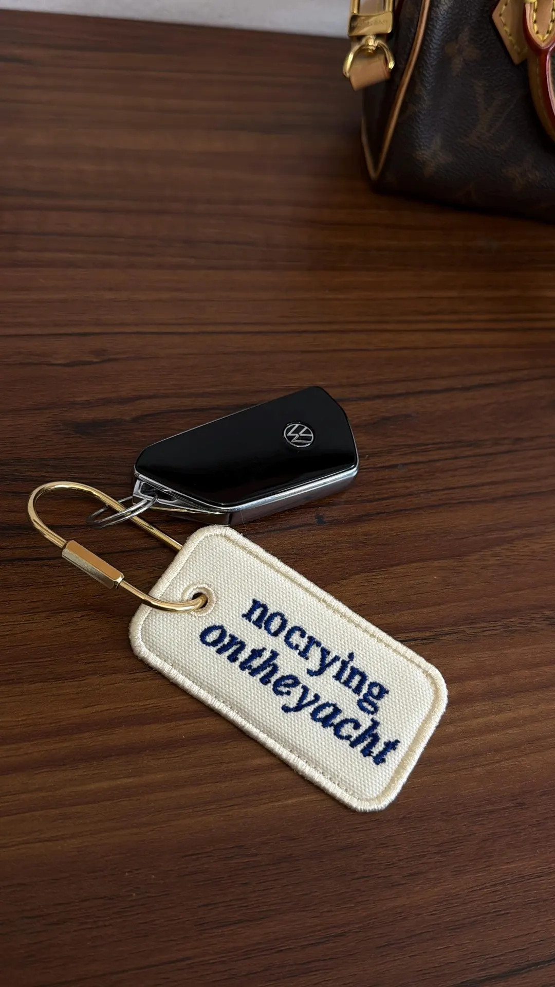 Embroidered Bag Tag Keychain | No Crying On The Yacht | Canvas Luggage Tag | Aesthetic Quote Keyc... | Etsy (Global)