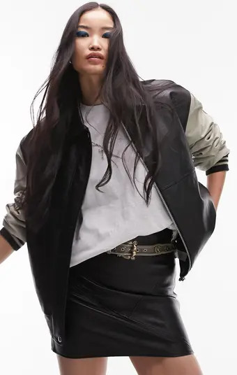 Varsity Faux Leather Bomber Jacket | Nordstrom