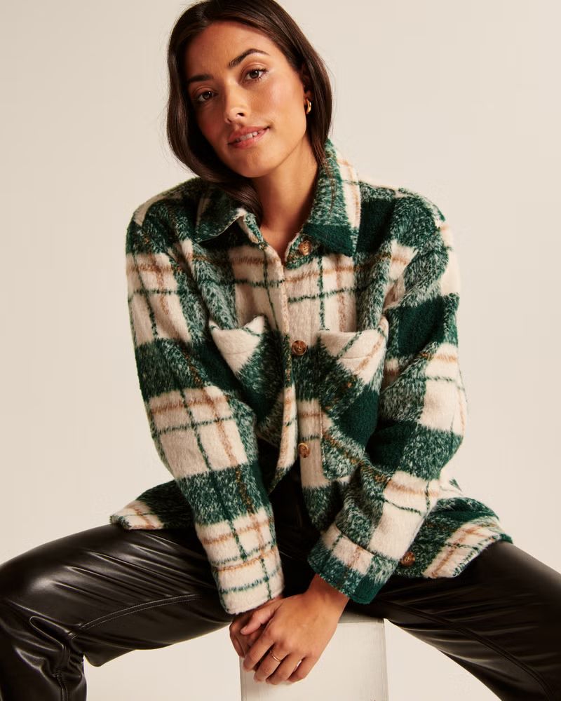 Women's Classic Cozy Shirt Jacket | Women's Coats & Jackets | Abercrombie.com | Abercrombie & Fitch (US)