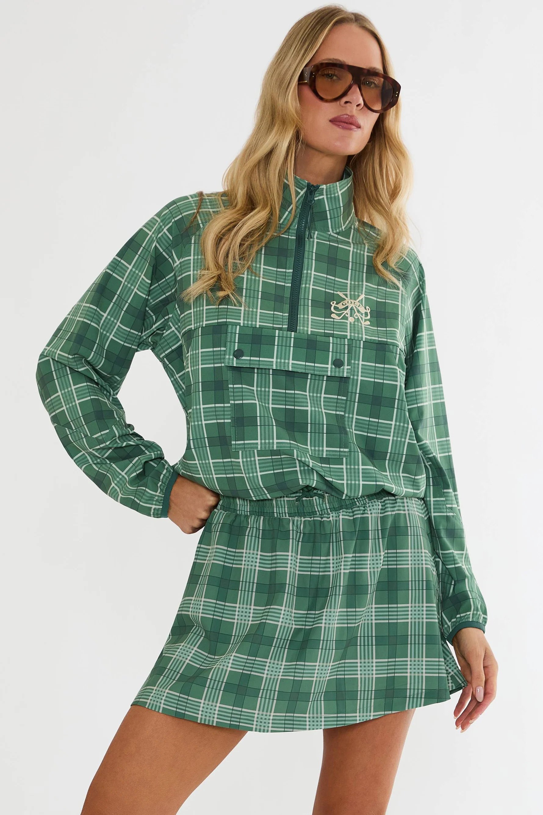 Atticus Pullover Jacket Fairway Plaid | Plaid Active Jacket | Beach Riot | Beach Riot