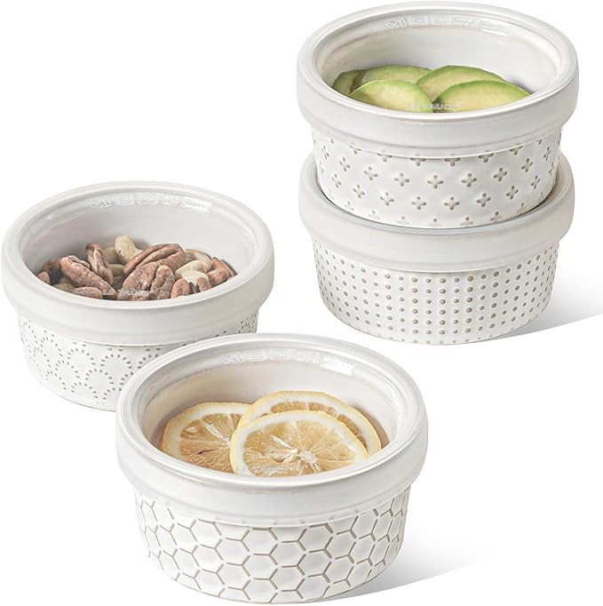 LE TAUCI Ramekins with Lids, 8 oz Ramikin Set for Creme brulee, Souffle, Dipping Sauces, Ceramic ... | Amazon (US)