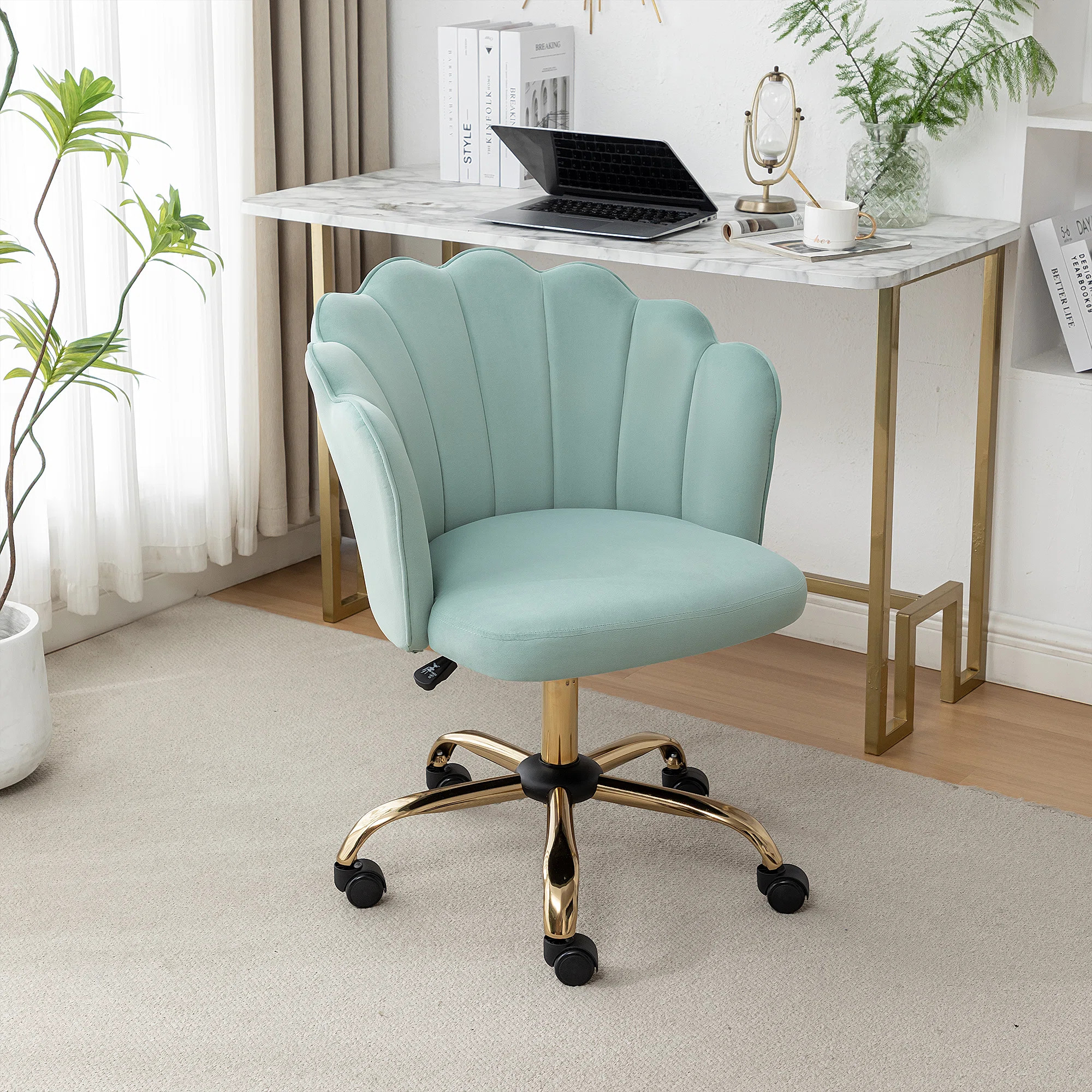 Izdyhaar Velvet Swivel Task Chair with Tufted Back | Wayfair North America
