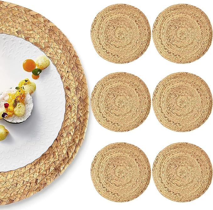 Placemats, Round Water Hyacinth Placemats 14 in Round Woven Placemats Set of 6 for Dining Table H... | Amazon (CA)