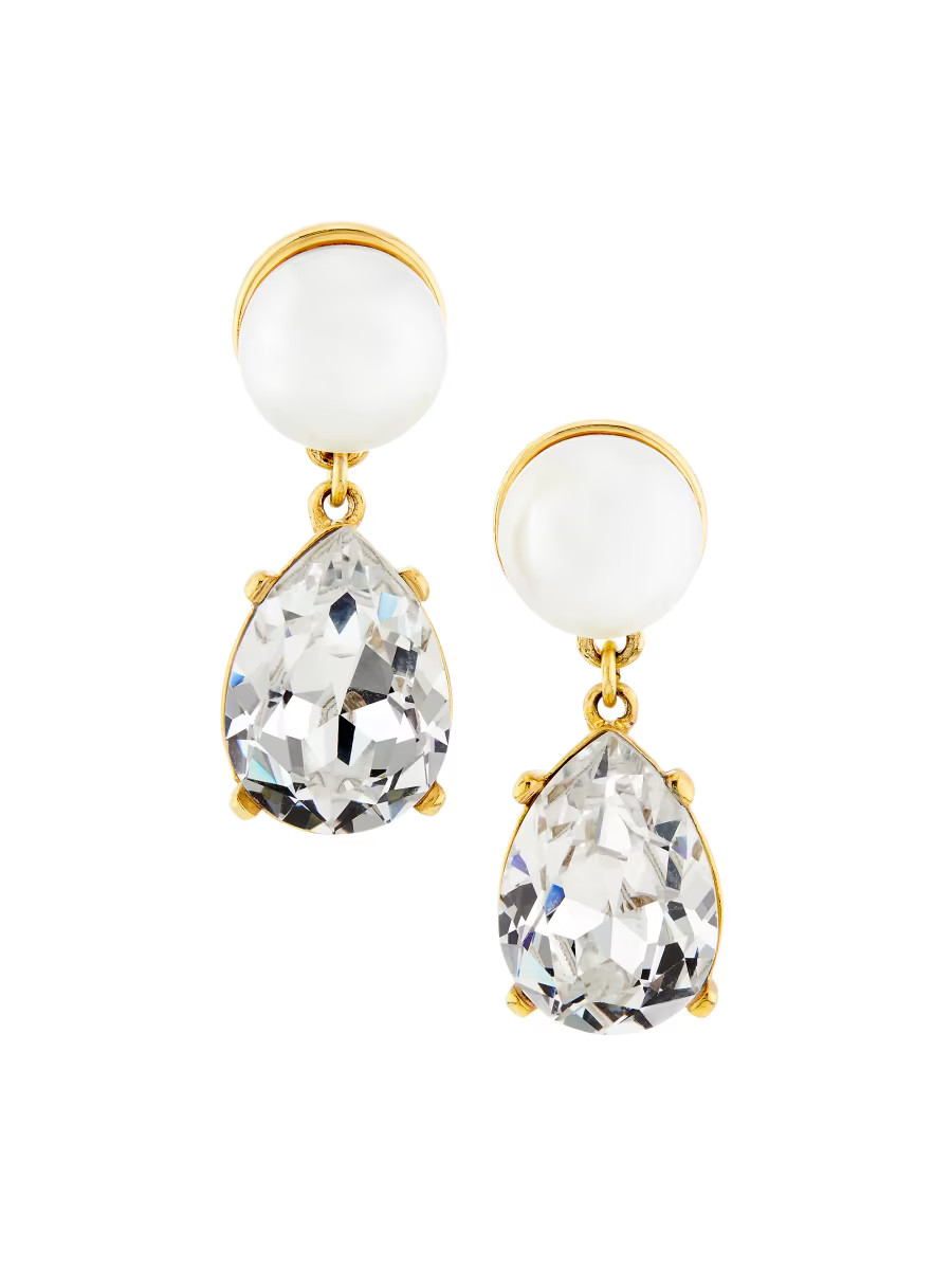 Goldtone, Imitation Pearl & Glass Crystal Drop Earrings | Saks Fifth Avenue