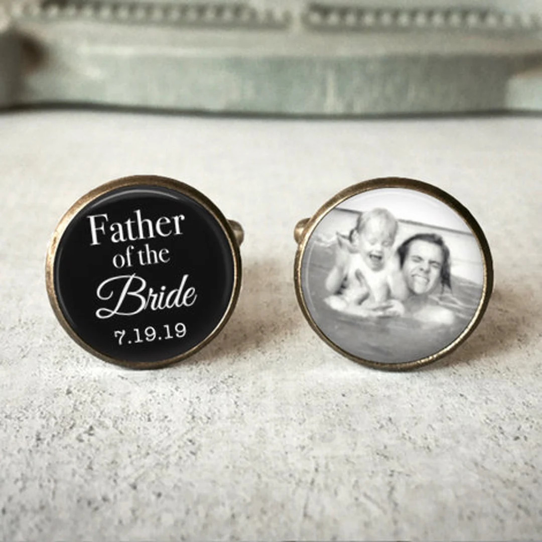 Father Of The Bride Cufflinks, Personalized Cufflinks, Wedding Cuff links, Custom Cufflinks, Phot... | Etsy (US)