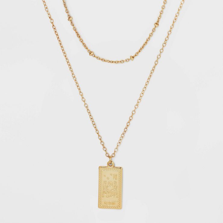 14K Gold Dipped Zodiac Pendant Necklace - Gold | Target