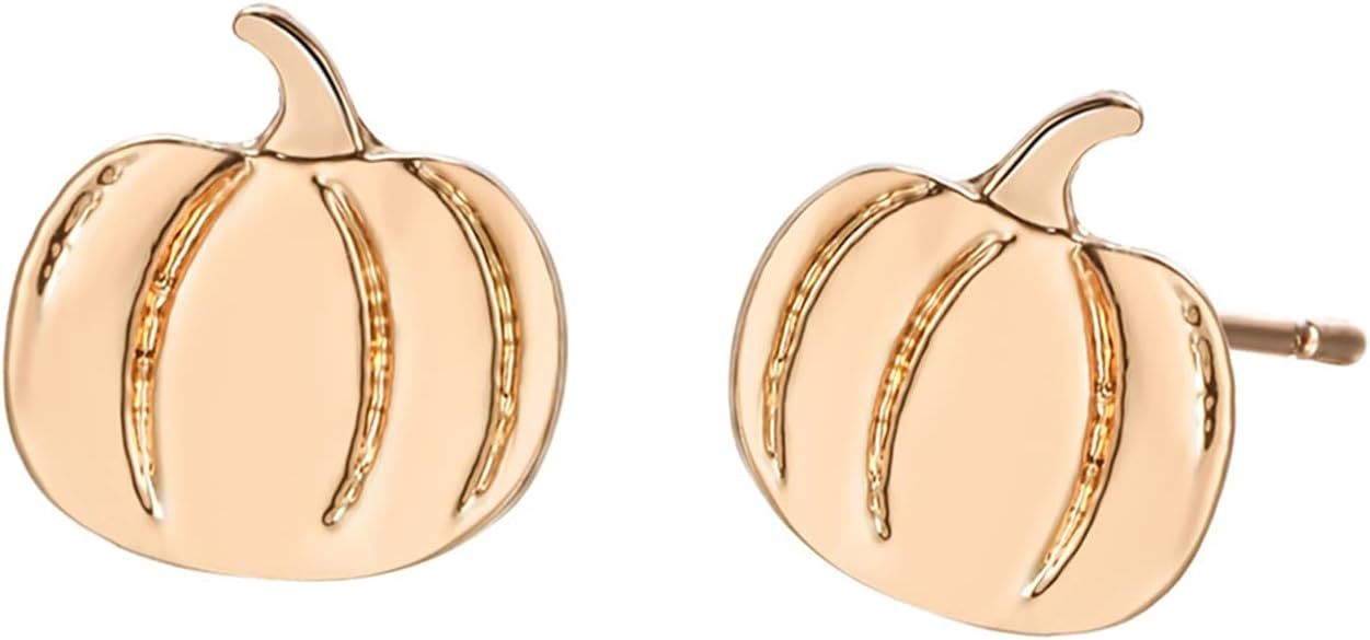 MALOYANVE Small Pumpkin Stud Earrings for Women Halloween Costumes Earrings Gold Silver Plated Fa... | Amazon (US)