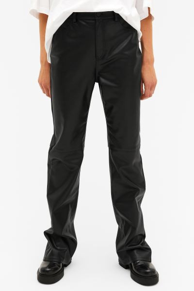 Regular waist faux leather trousers | H&M (UK, MY, IN, SG, PH, TW, HK)