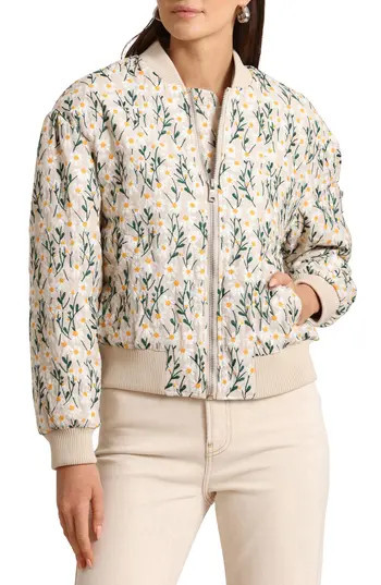 Avec Les Filles Embroidered Oversize Bomber Jacket in Cream Floral at Nordstrom Rack, Size Small | Nordstrom Rack