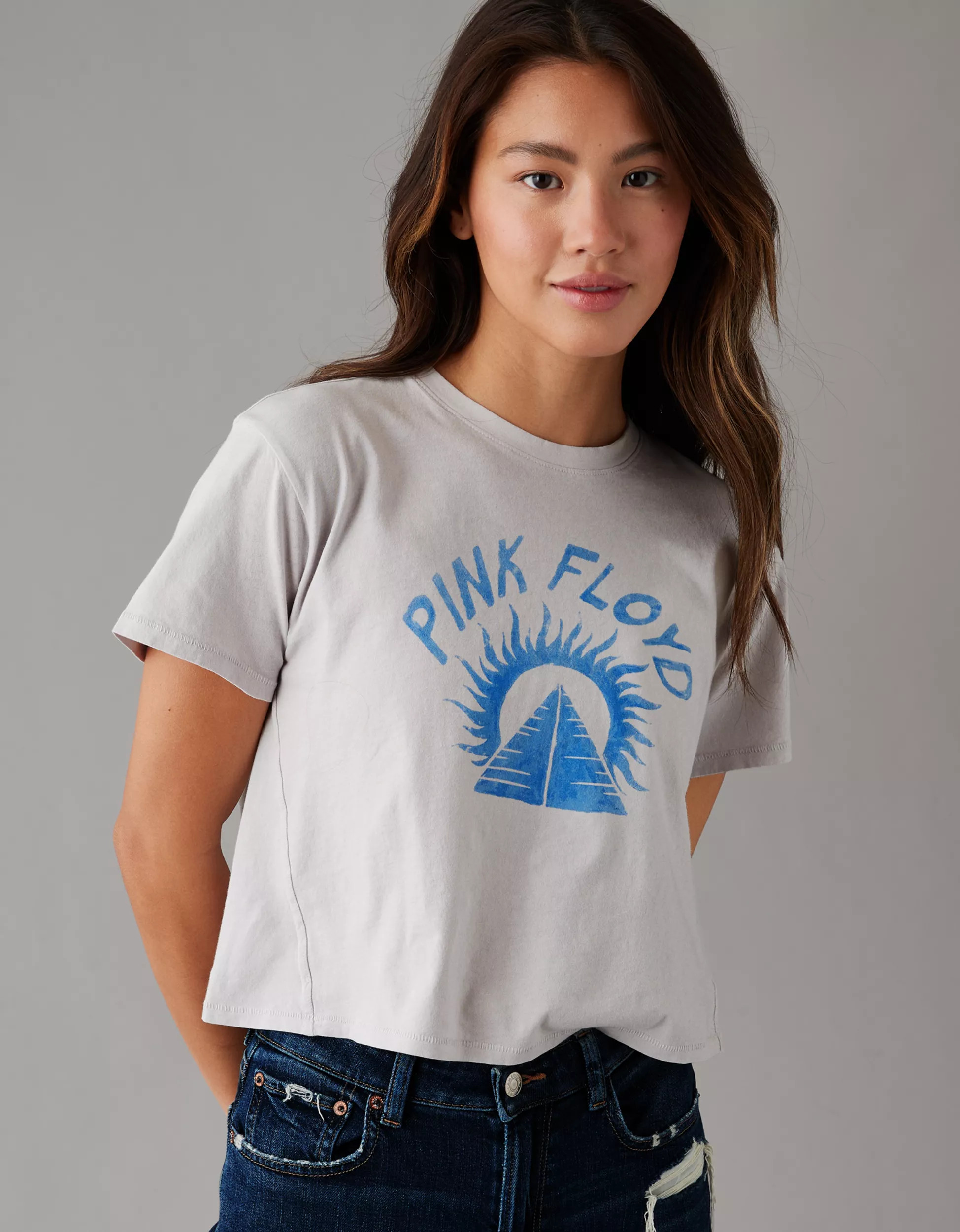 AE Cropped Pink Floyd Graphic Tee | American Eagle Outfitters (US & CA)