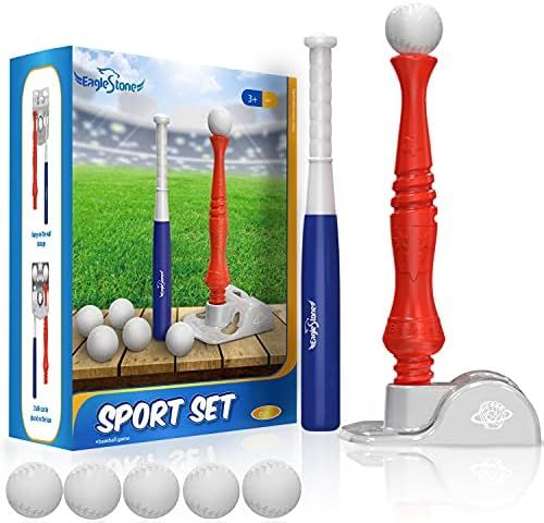 Kids Baseball Tee, T-Ball Set for Toddlers Sport Toy Game Includes 6 Balls- Adjustable T Height, ... | Amazon (US)