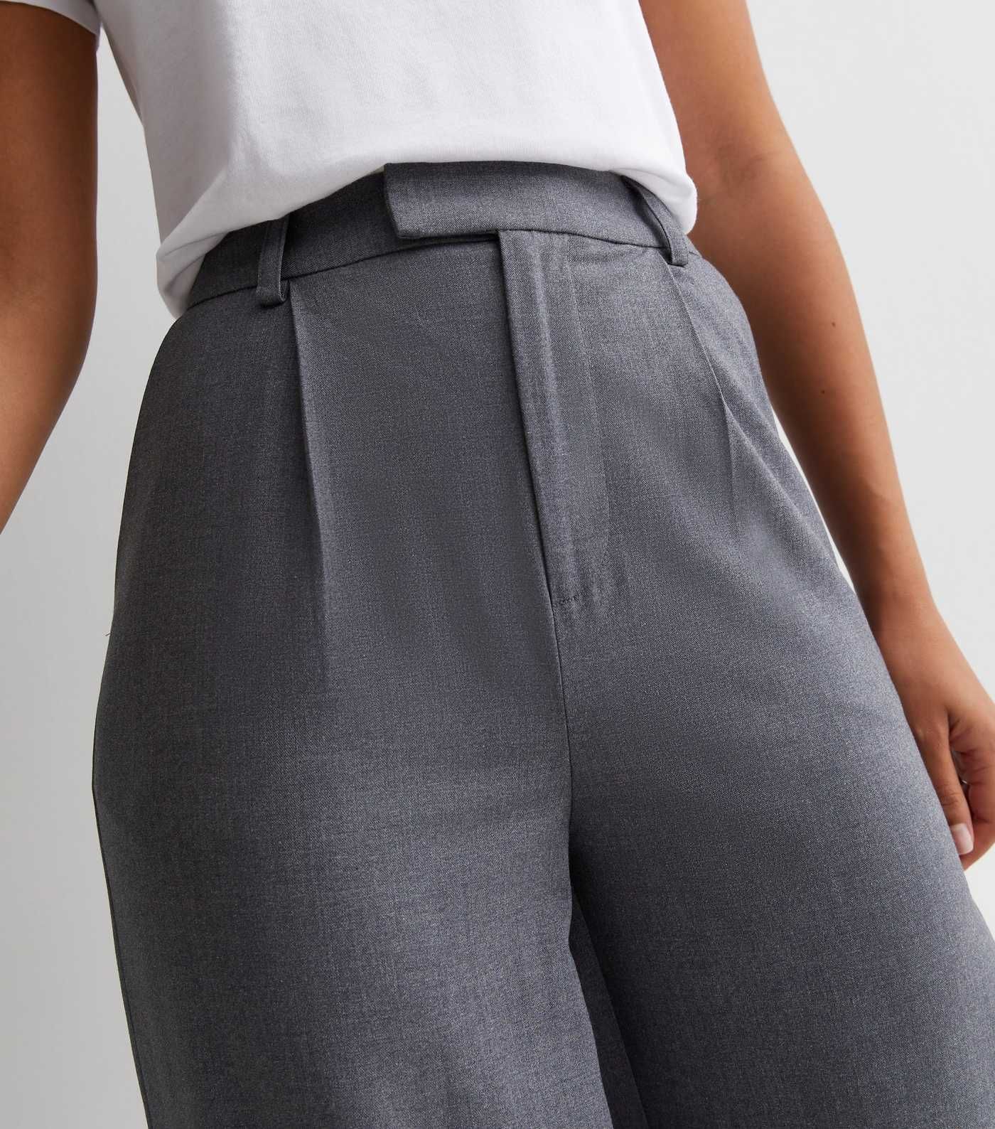 Tall Dark Grey Tailored Wide Leg Trousers | New Look | New Look (UK)