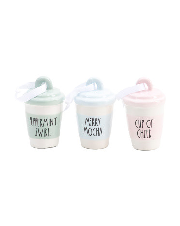 Set Of 3 Coffee Cup Ornaments | TJ Maxx