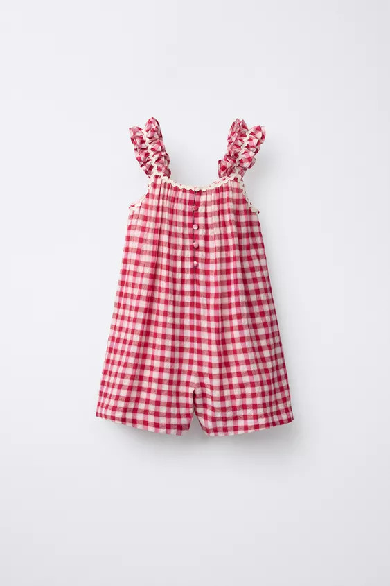 WAVY PLAID SHORT JUMPSUIT | Zara US