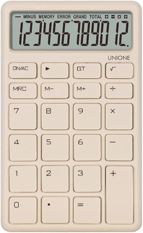 UNIONE Pocket & Desktop Beige Calculator with a Bright LCD, Dual Power Handheld Desktop. Color. B... | Amazon (US)