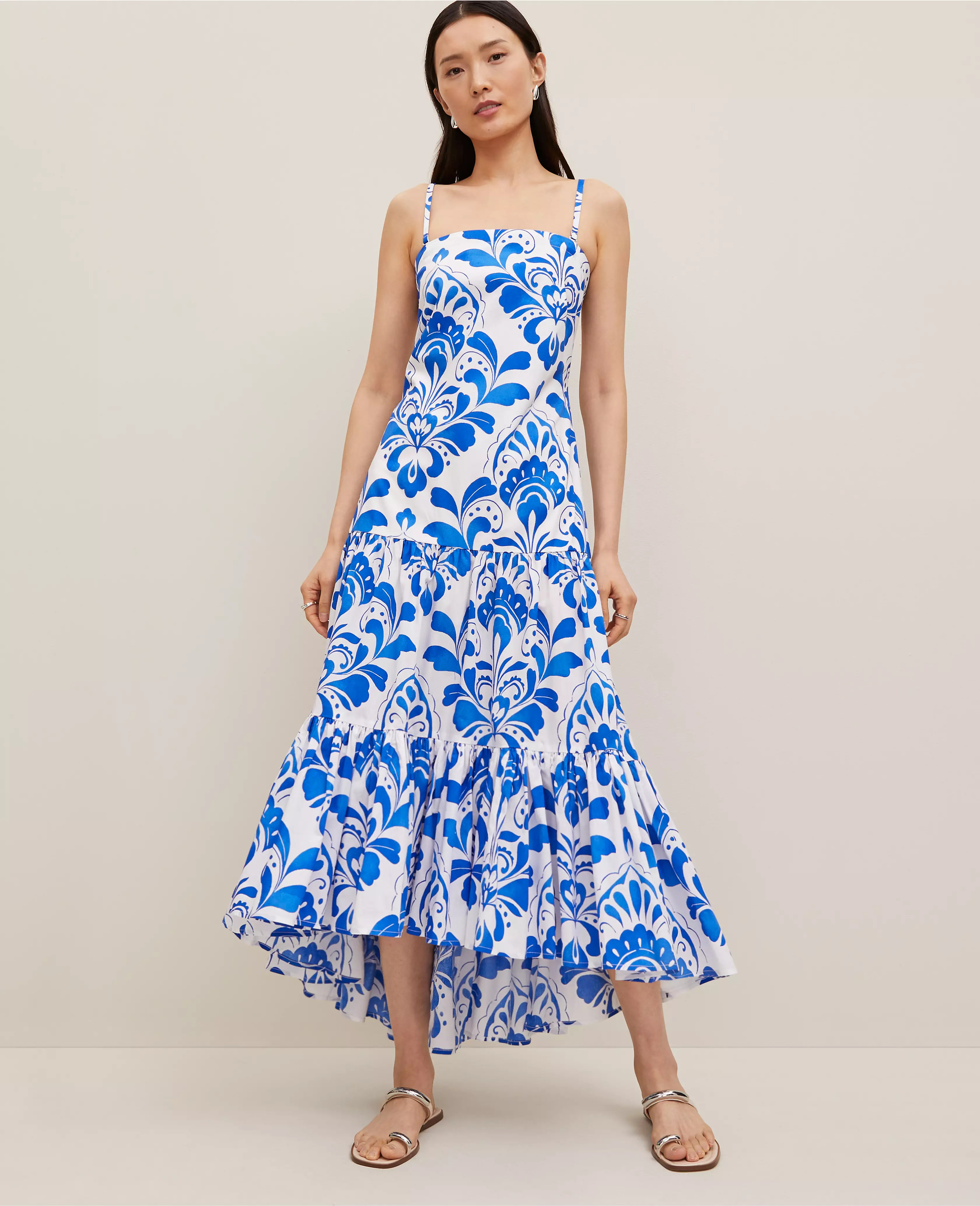 Tiled Tiered Strappy Maxi Dress | Ann Taylor
