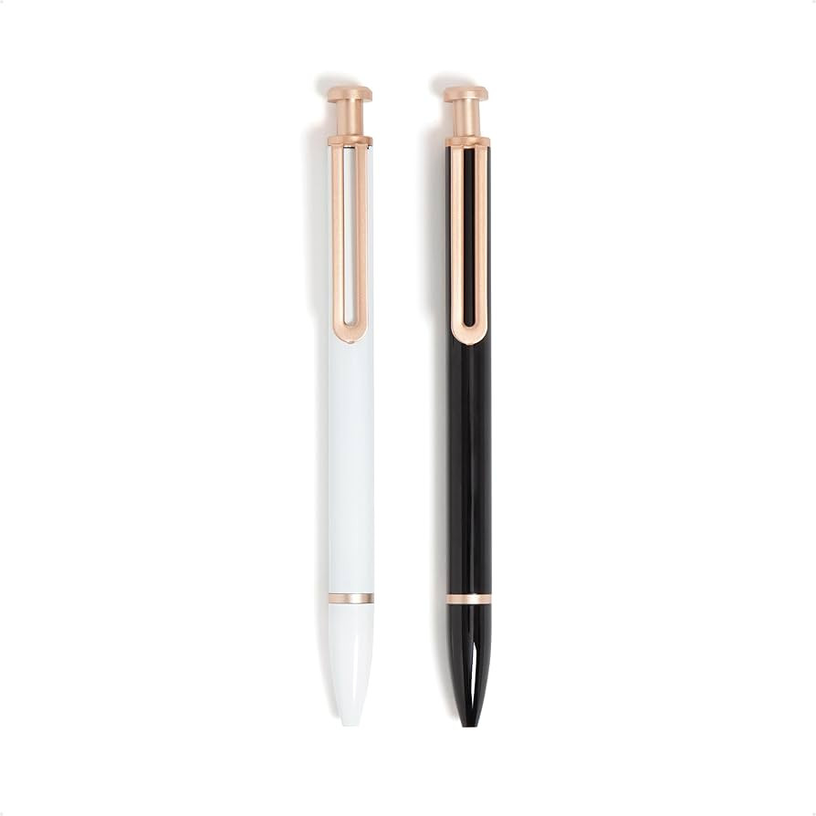 U Brands Monterey Ballpoint Pens, Set of 2, Black and White With Gold Details, Bold (1.0 mm) Poin... | Amazon (US)