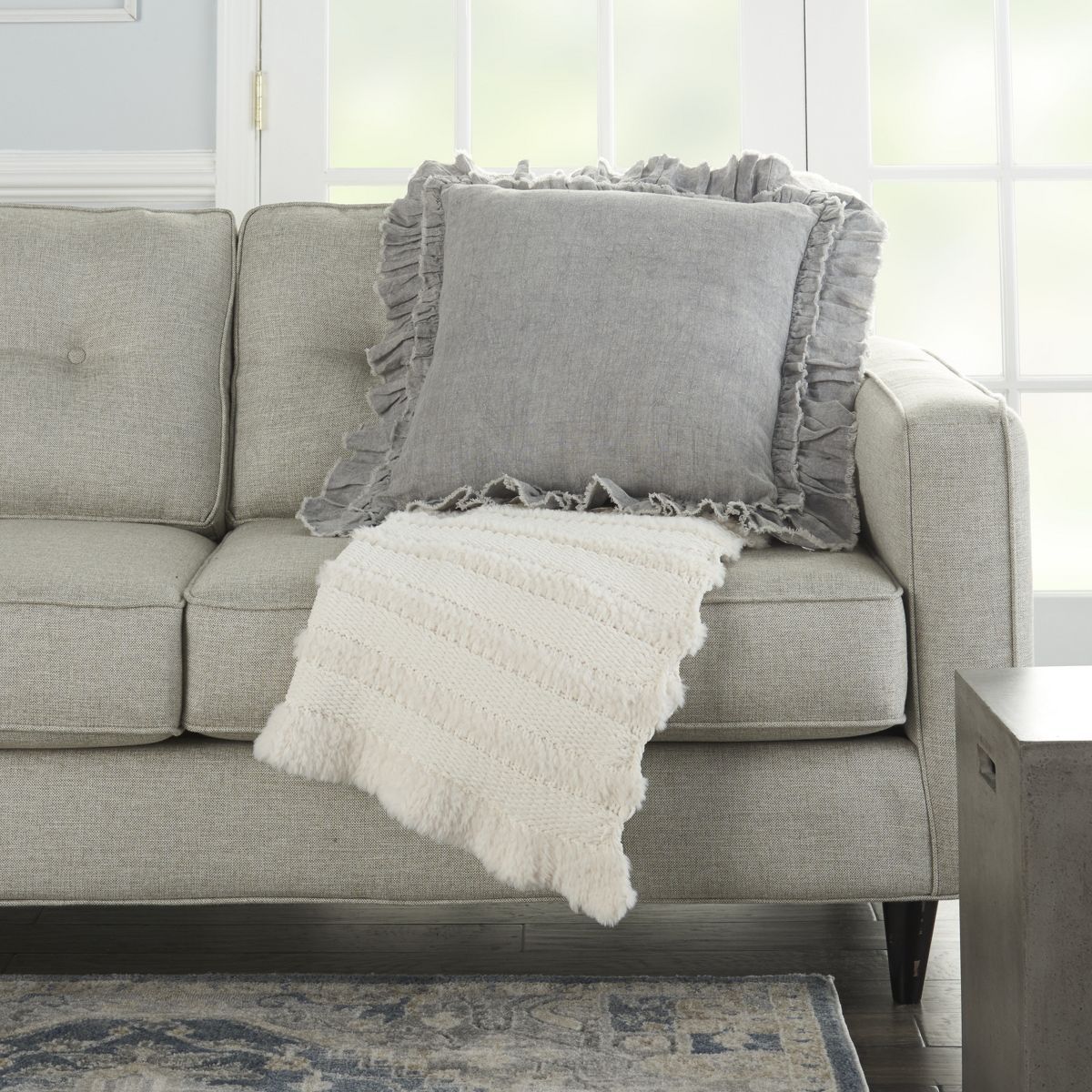 Mina Victory Life Styles Linen Frilled Border Throw Pillow | Target