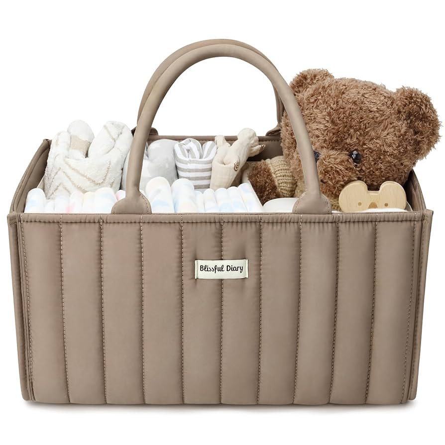 Blissful Diary Baby Diaper Caddy Organizer, Stylish Storage Basket for Newborn Essentials and Dia... | Amazon (US)