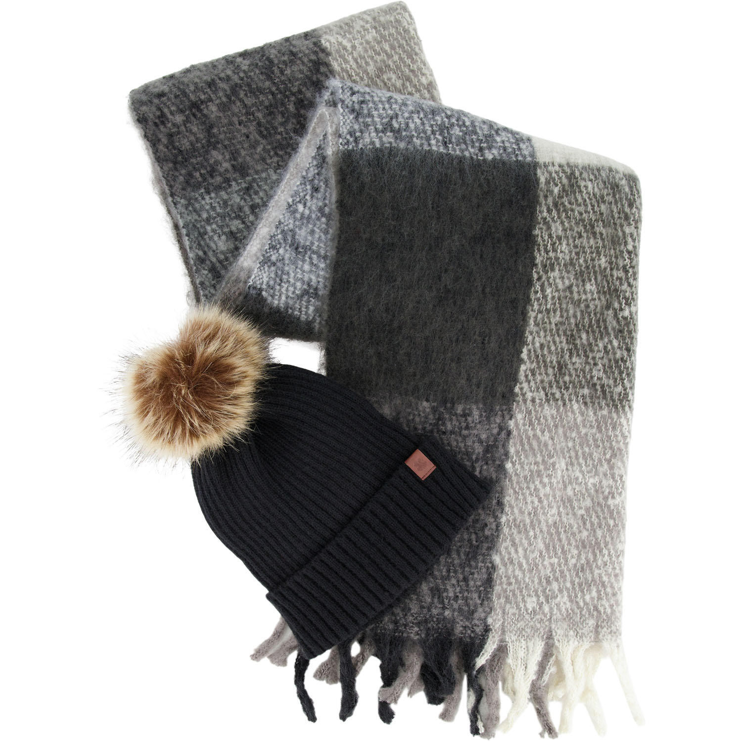 Lucky Brand Beanie and Blanket Scarf Set Grey OS:- Grey OS | Sam's Club