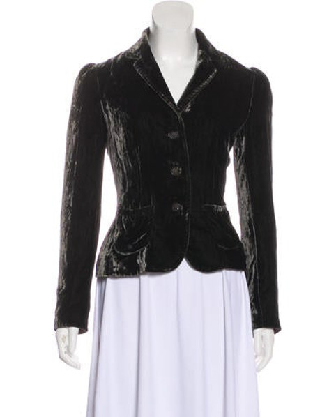 Elie Tahari Velvet Long Sleeve Blazer Grey | The RealReal