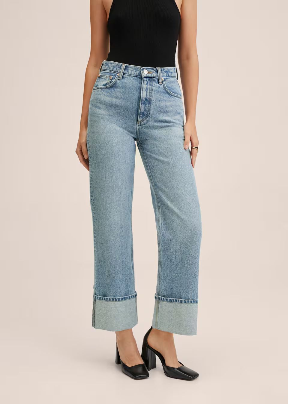 Straight jeans with turn-up | MANGO (US)