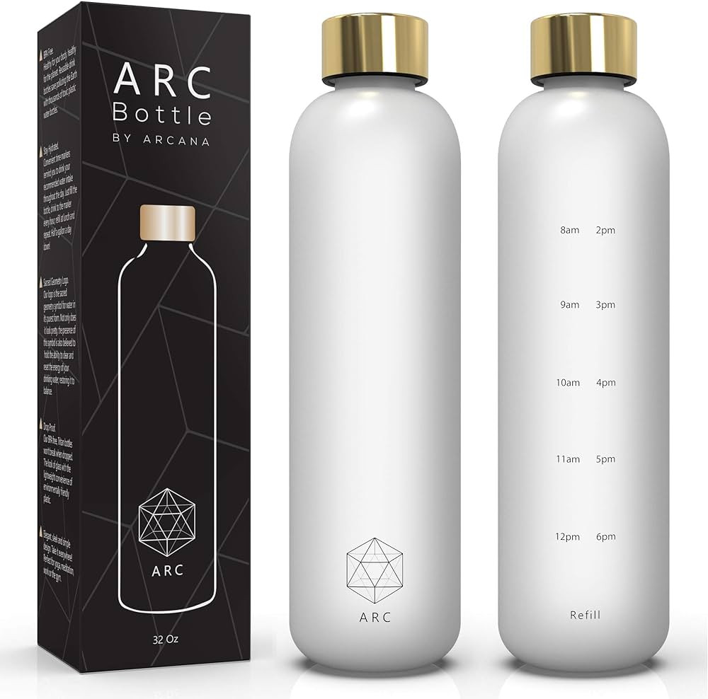 ARCANA Arc Water Bottle With Time Marker - Motivational Water Bottles With Times To Drink - BPA F... | Amazon (US)