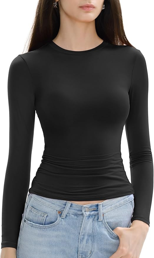 Women's Long Sleeve Shirts Crew Neck Slim Fit Going Out Tops Basic Tees Barely There Collection | Amazon (US)