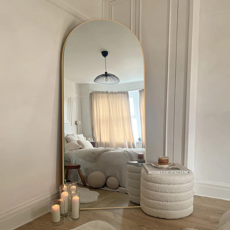 Leeron Oversized Arch Wood Floor Mirror | Wayfair North America