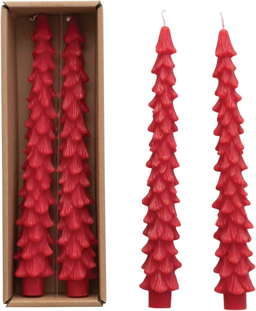 Creative Co-Op Unscented Tree Shaped Taper Candles, Holly Berry Red | Amazon (CA)