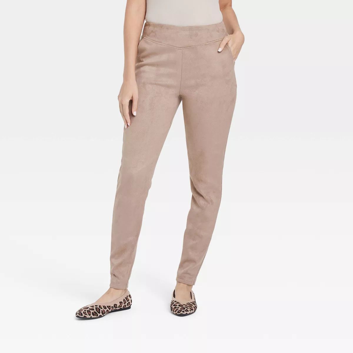 Women's Faux Suede Leggings with Pockets - A New Day™ Tan M | Target