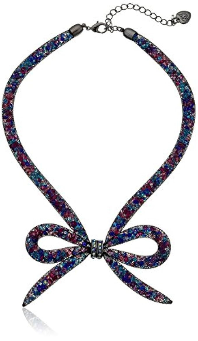 Betsey Johnson "Dark Shadows" Mesh Bow Necklace | Amazon (US)