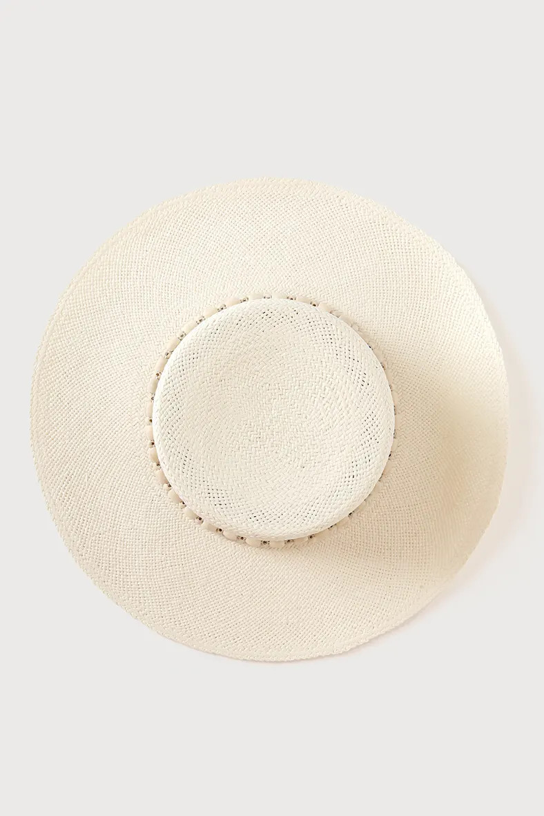 Beach Daze Cream Beaded Boater Hat | Lulus