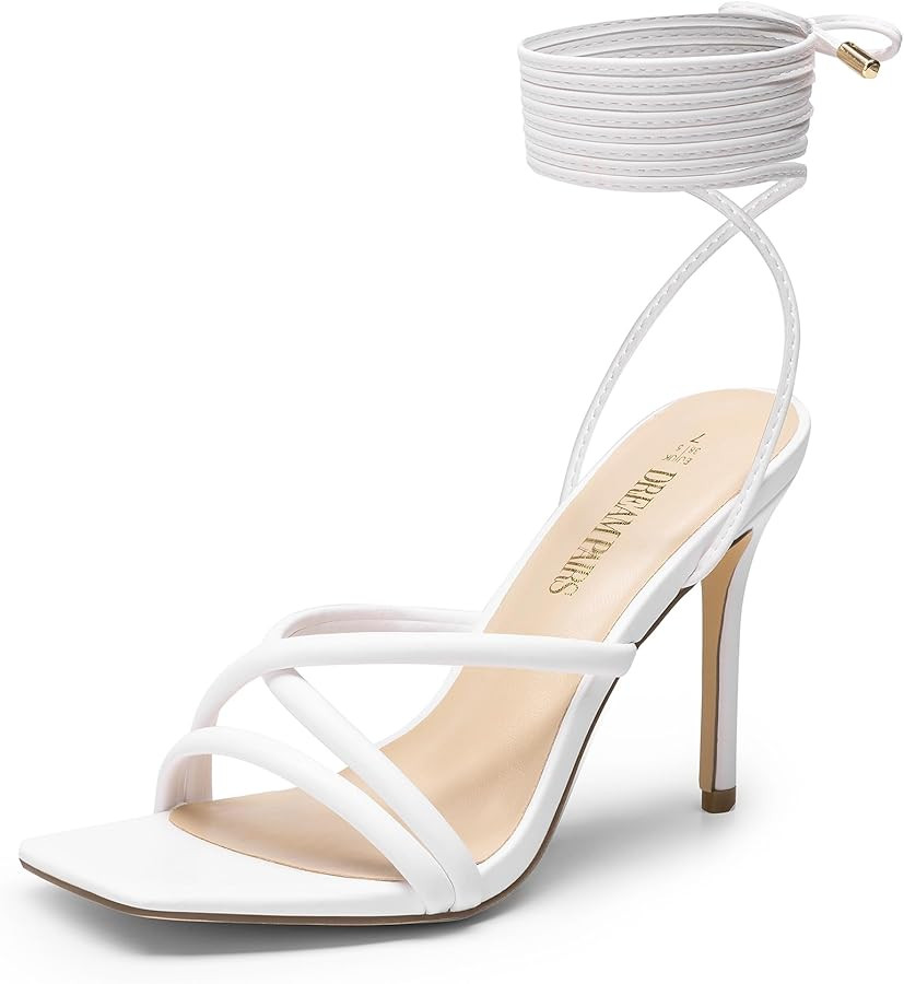 DREAM PAIRS Heels for Women Strappy High Stiletto Lace Up Heeled Sandals Square Open Toe Heels fo... | Amazon (US)