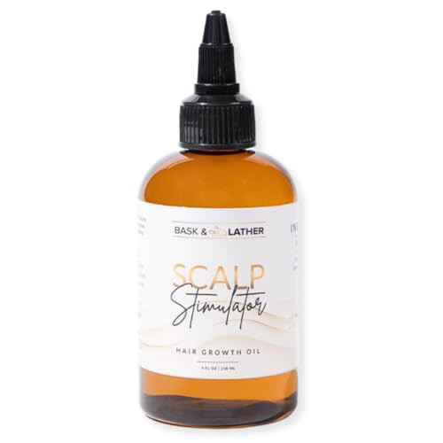 Bask & Lather Scalp Stimulator Hair Growth Oil, Cold Pressed Mint and Rosemary Blend with Grapeseed for Hair Growth, Organic Natural Leave in, All Hair Types, 4 Fl Oz | Amazon (US)
