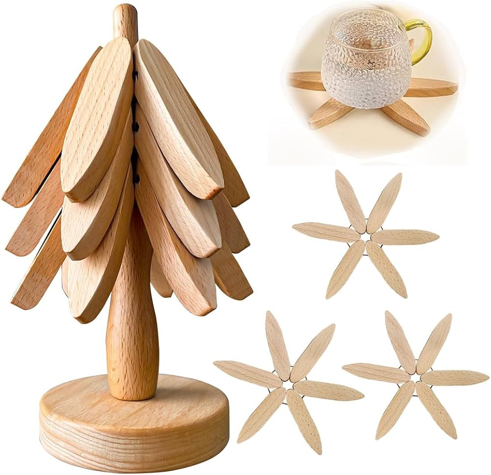 Wooden Trivets for Hot Dishes, Tree Shape Trivet Set, Walnut Tree Table Mat Set, Set of 3 Natural... | Amazon (US)