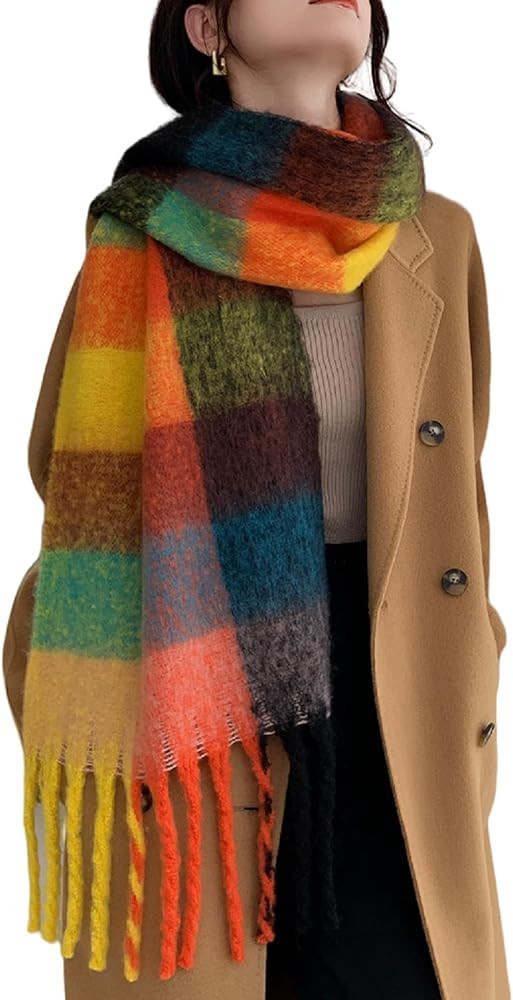 Wander Agio Winter Women Warm Scarf Long Shawl Large Scarves Cold Weather Thick Blanket Scarfs Co... | Amazon (US)