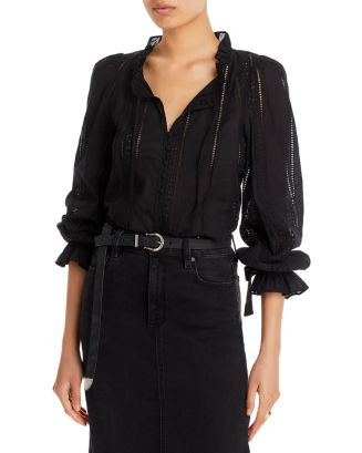 AQUA Cotton Lace Inset Blouse - Exclusive  | Bloomingdale's Women | Bloomingdale's (US)