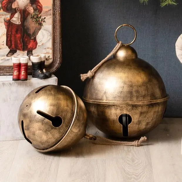 LARGE Decorative Jingle Bell Set of 2 | Antique Farm House
