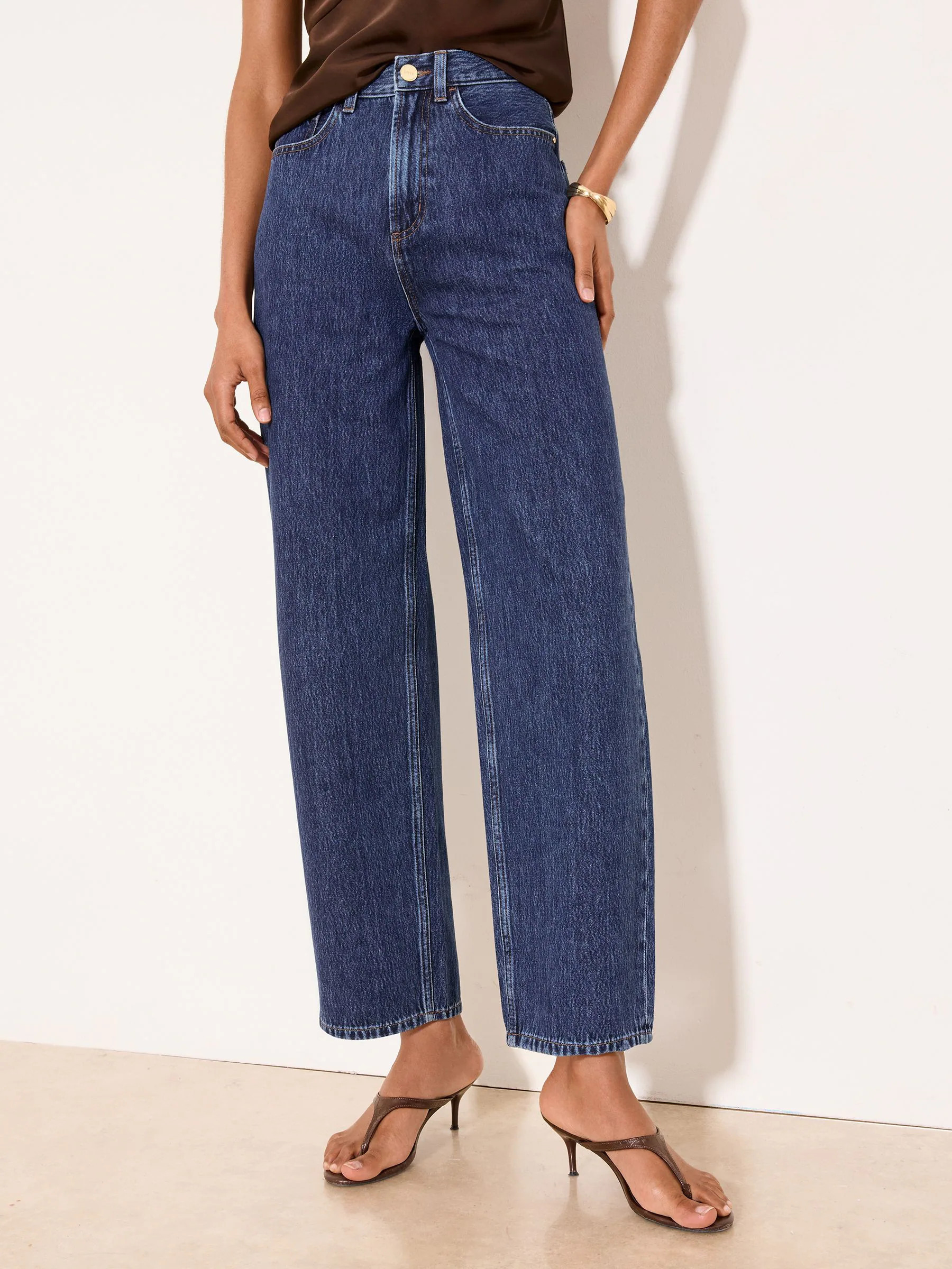 Lipsy Lipsy Dark Wash Blue Barrel Jeans | Next US