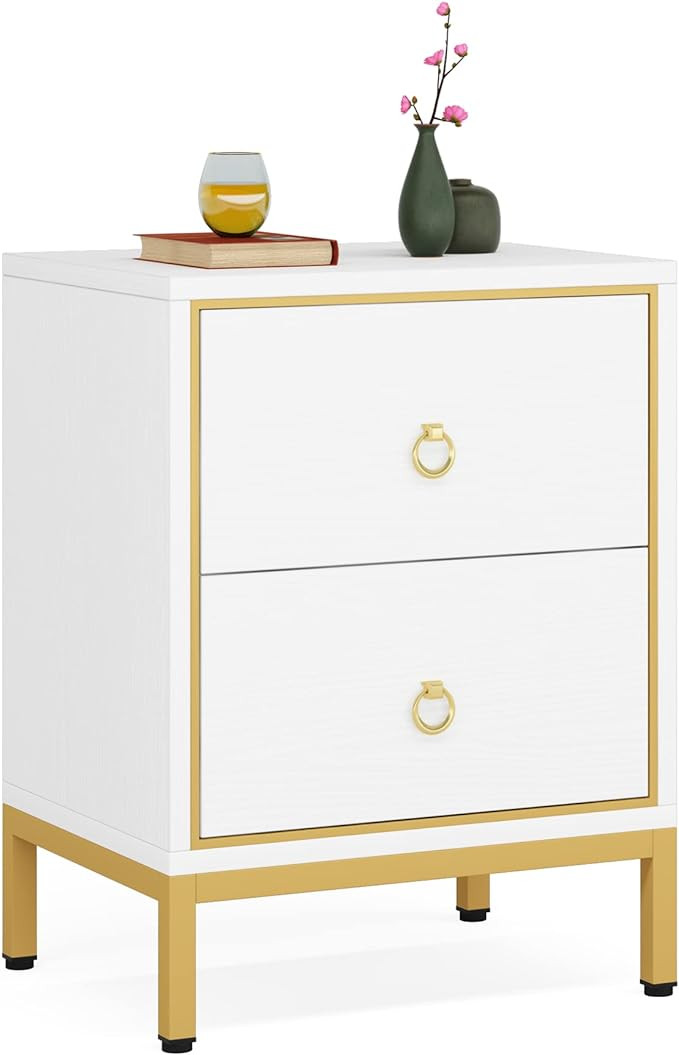 LITTLE TREE Nightstand, White & Gold | Amazon (US)