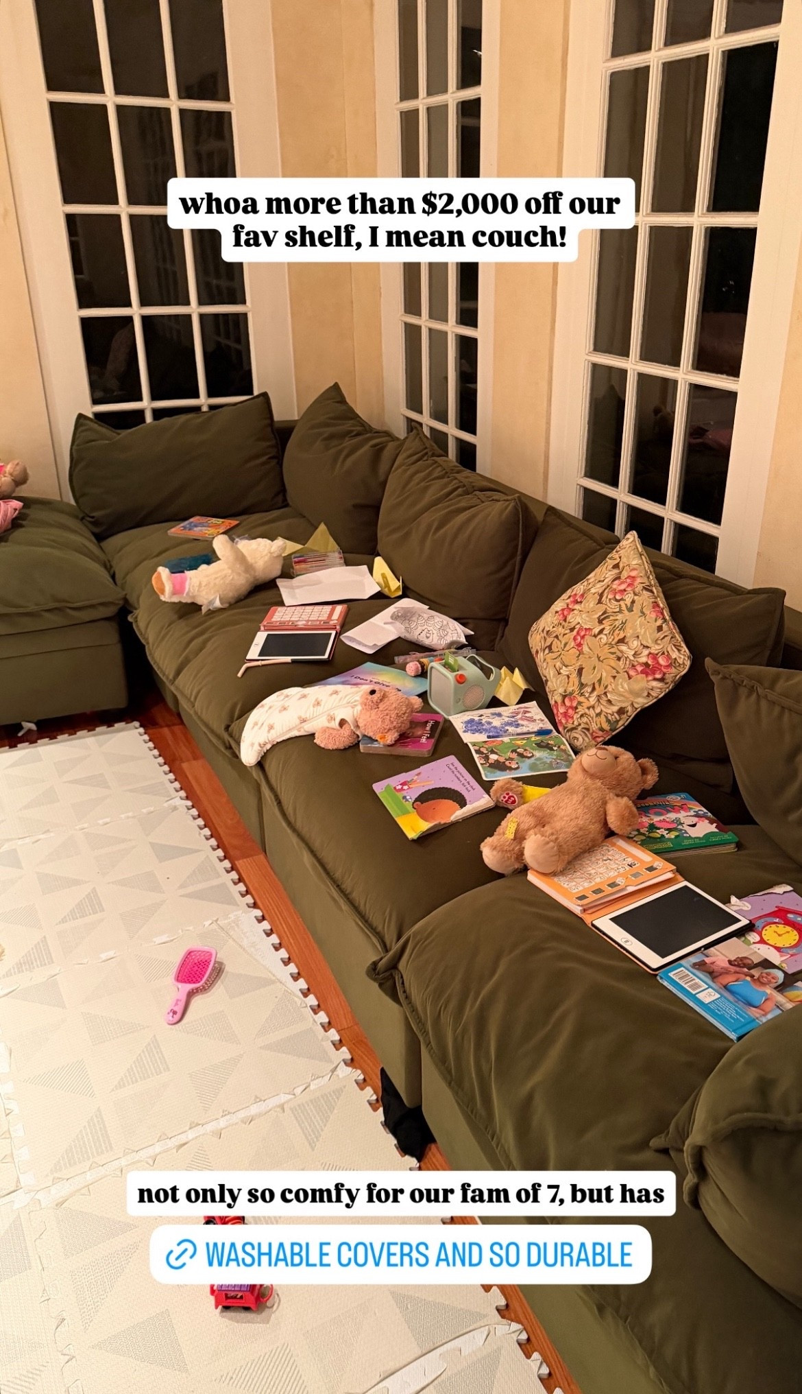 Our couch is currently more than $2,000 off! It’s uncomfortable for our family of 7 and even has washable covers. So durable! 

#LTKHome #LTKHoliday #LTKSaleAlert