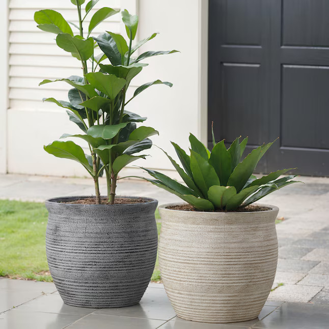 allen + roth Round 14.65-Inches W Large Brown Recycled plastic Contemporary/Modern Indoor/Outdoor... | Lowe's