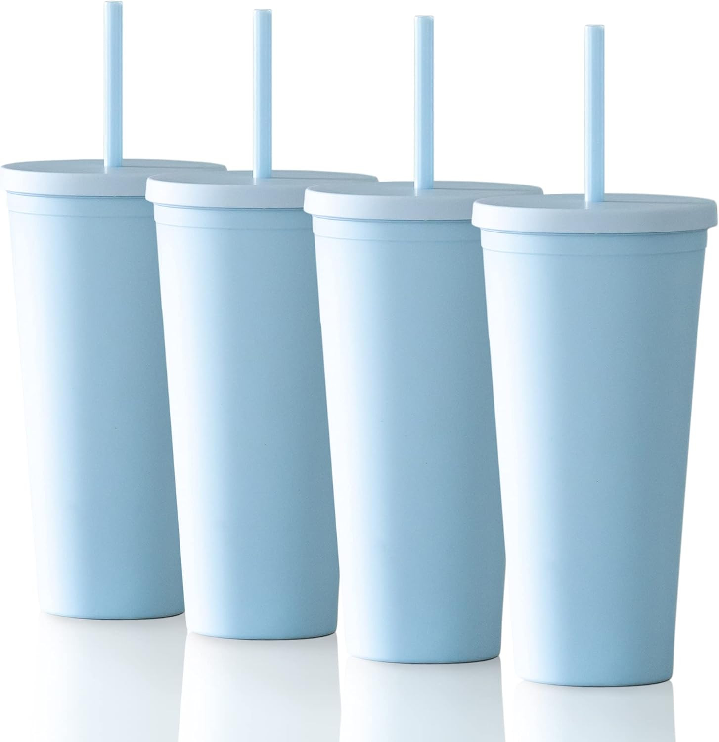 Tumblers with Lids (4 pack) 22oz Pastel Colored Acrylic Cups with Lids and Straws | Double Wall M... | Amazon (US)