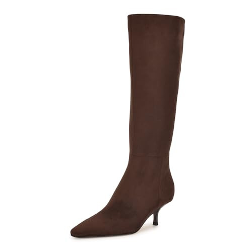 Nine West Women's Havier Wide Calf Boot, Dark Brown 200, 9 | Amazon (US)