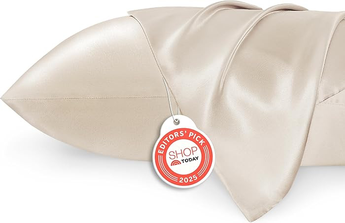 Bedsure Satin Pillowcase 2 Pack Standard Size, Beige, 20x26 Inches, 2pcs | Amazon (US)