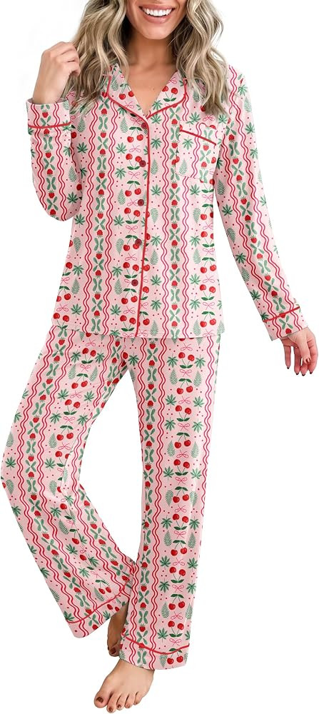 Ekouaer Womens Pajamas Set Holiday Pjs Christmas Sleepwear Lounge Sets | Amazon (US)